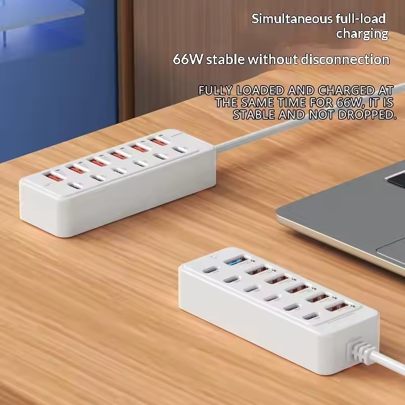 12 Em 1 Multi Portas USB E Type C Wall Desktop Power Strip Charger Station Carregamento Rápido 6 6 Para Telefone