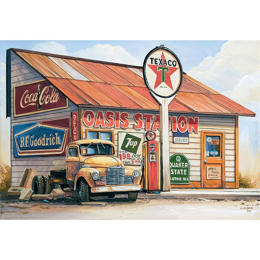 Pôster Retrô - Texaco Gas Station - Decora - 33 Cm X 48 Cm