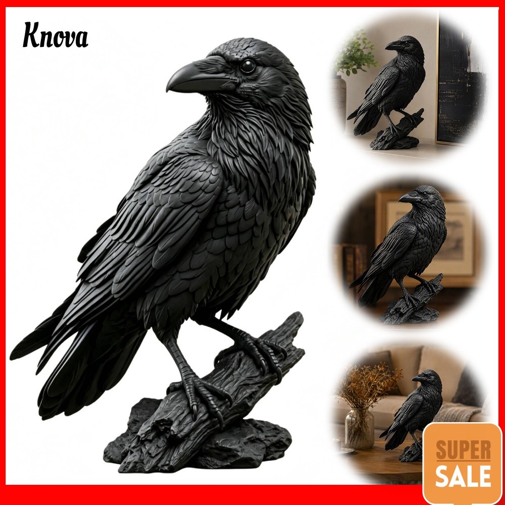 Escultura De Corvo Gótico 3D Impressa Raven PLA Dark Vintage Art Desk Decor