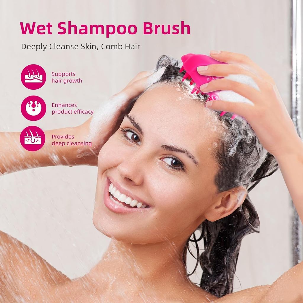 Scalp Massager Hair Growth, Scalp Scrubber Wiht Silicone Bristles, Head Massager Scalp, Wet Dry Hair Care Scalp Scrub fo