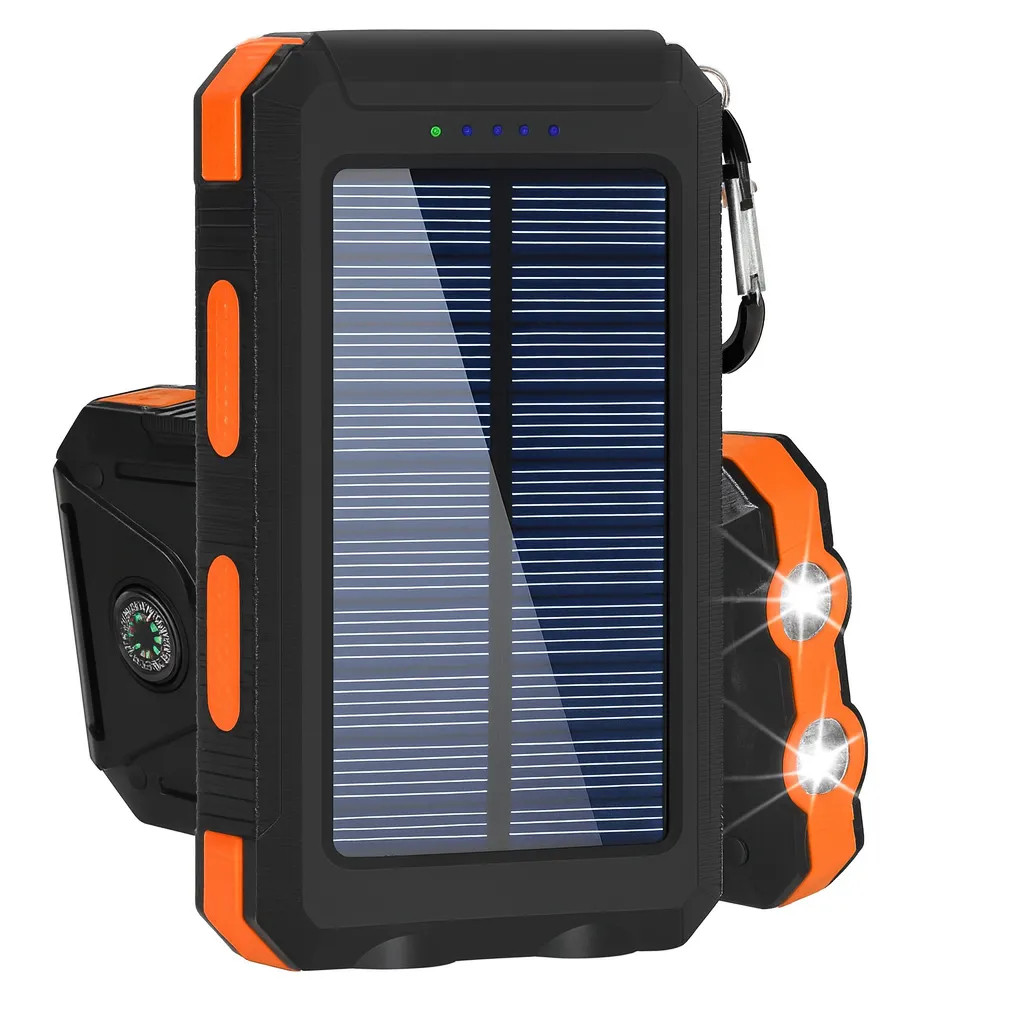 Portátil Carregador Power Bank Solar 10000mAh Bateria Externa Para Xiaomi Android IOS Tipo-C