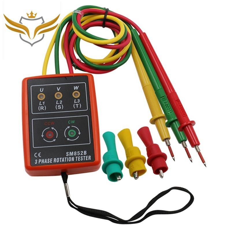 Indicador De Rotação Trifásico Medidor De Fase 60V-600V AC Testador LED Buzzer Com Bolsa Portátil