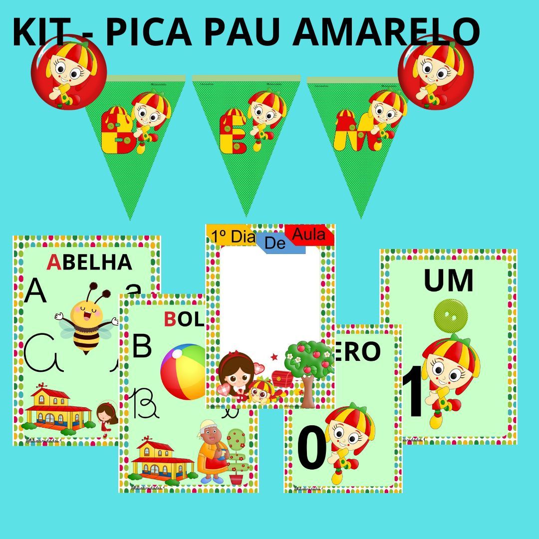 COMBO DECORAÇÃO PARA SALA DE AULA PICA PAU AMARELO