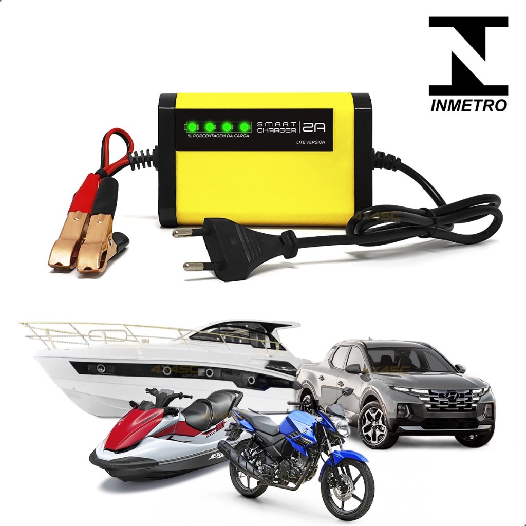 Carregador de Bateria 12volts Portátil Automatico Bivolt Carro Moto Inteligente Digital Autmotivo
