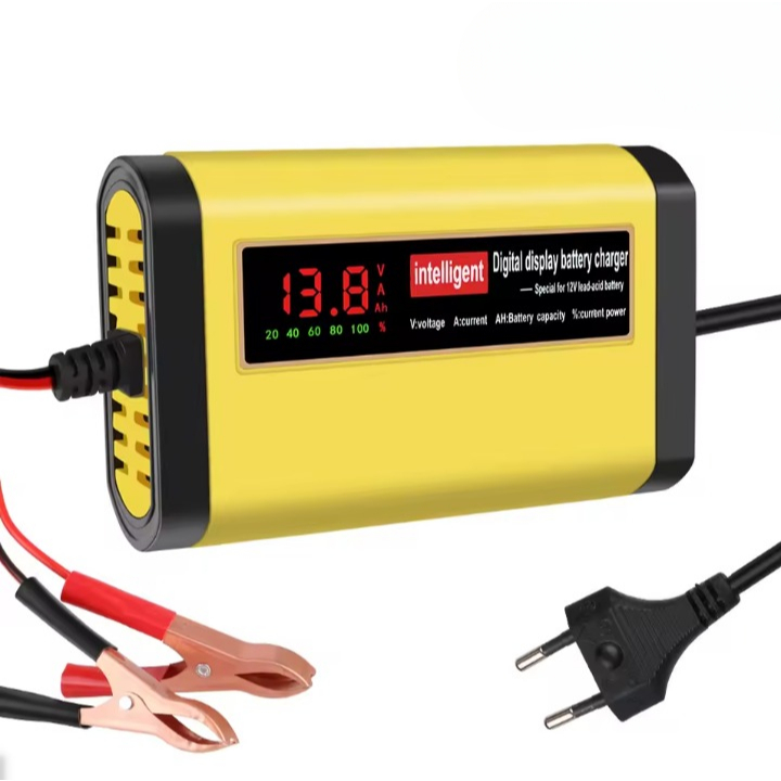 Carregador Bateria Carro Moto 12v Carregamento Inteligente Automotivo Digital Com Visor Portatil