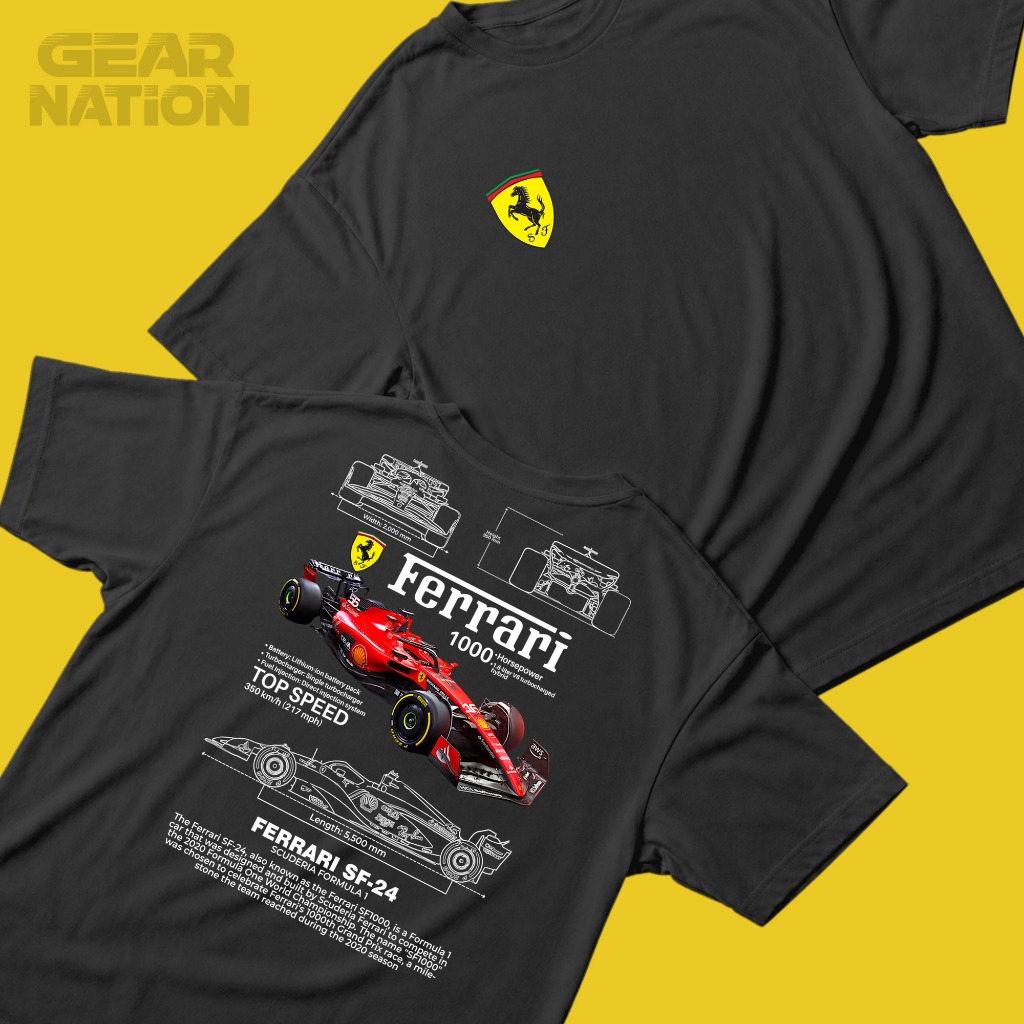 Camiseta Ferrari SF24 Streetwear Oversized Unissex 100% Algodão, Scuderia Current Season