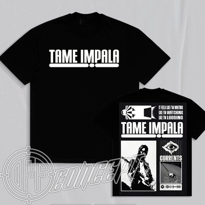 Camiseta Basica e OVERSIZED Tame Impala Currents Wave World Tour Banda Rock Vintage Unissex