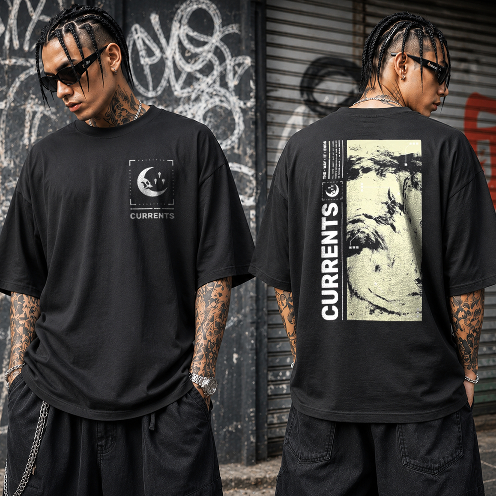 Camiseta Basica e OVERSIZED Currents Hurricane Metalcore Banda Gotico World Tour Unissex