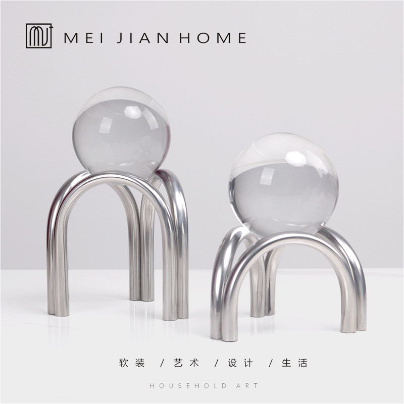 Modern light luxury metal arch ornament for living room, TV cabinet, wine cabinet, office desktop, high-end decoration