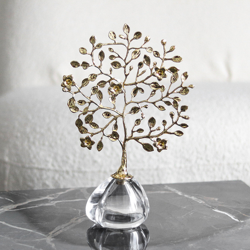 Light Luxury Abstract Water Drop Ginkgo Money Tree Ornament for Entryway, Wine Cabinet, Office, and Home Decor