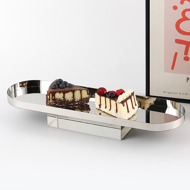 BQZP Light luxury modern crystal base fruit plate, snack plate, sales office model room, long rectangular tray, decorati