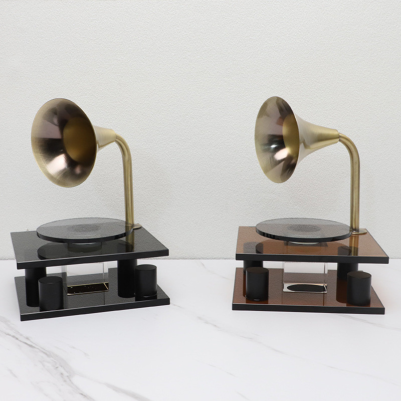 LWT0 Luxury crystal ornaments, single-speaker retro record player, phonograph, suitable for model rooms, sales offices,