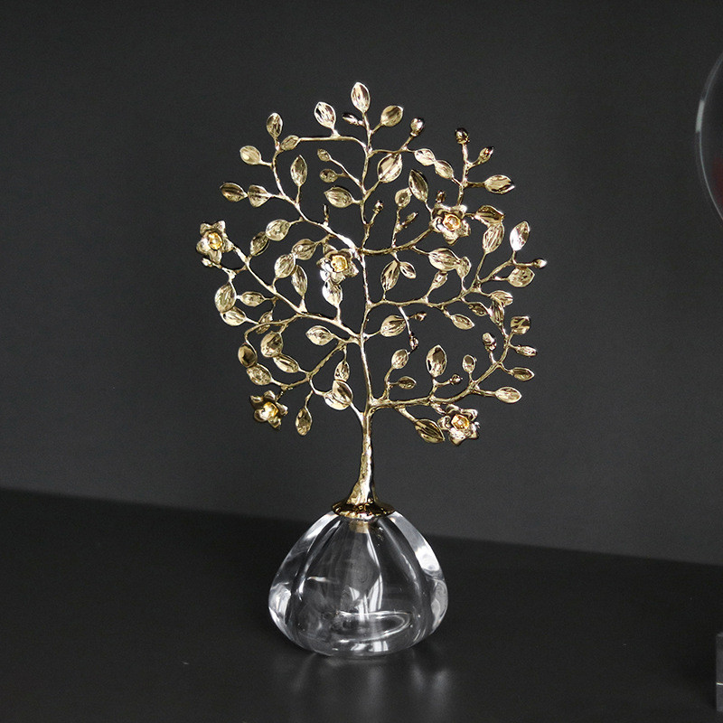 WDKK Luxury-style abstract water droplet ginkgo tree ornament, suitable for entryways, wine cabinets, offices, and homes