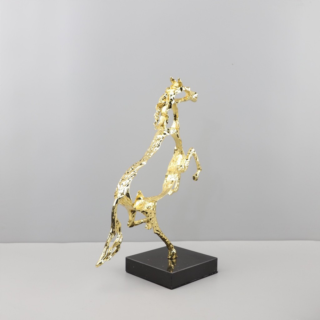 3EJU Modern minimalist abstract metal hollowed-out horse sculpture ornament for living room, entryway, study, and home d