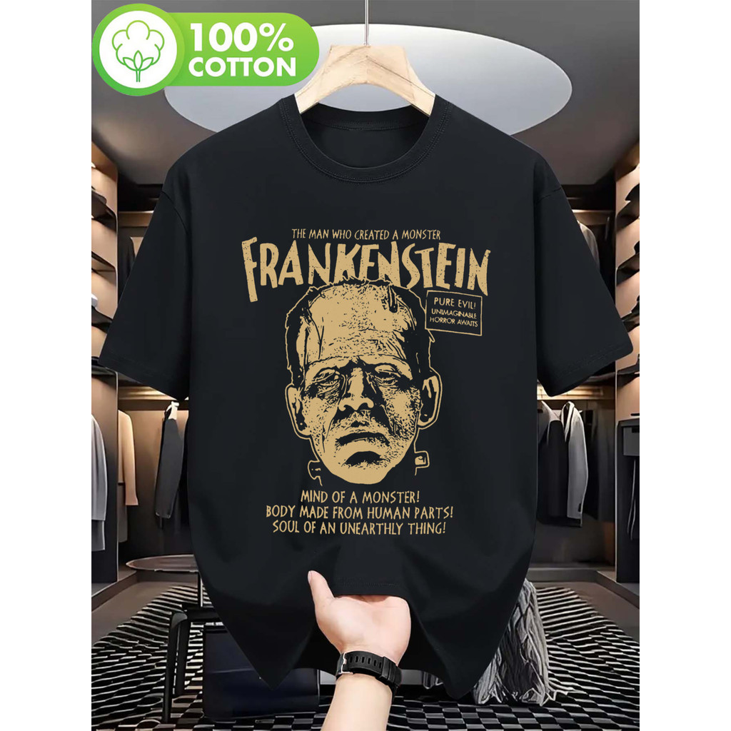 Camiseta  T-shirt 2026 Masculina Frankenstein Monstro Classic Horror Filme Ícone Confortável Divertida Estilosa Casual C