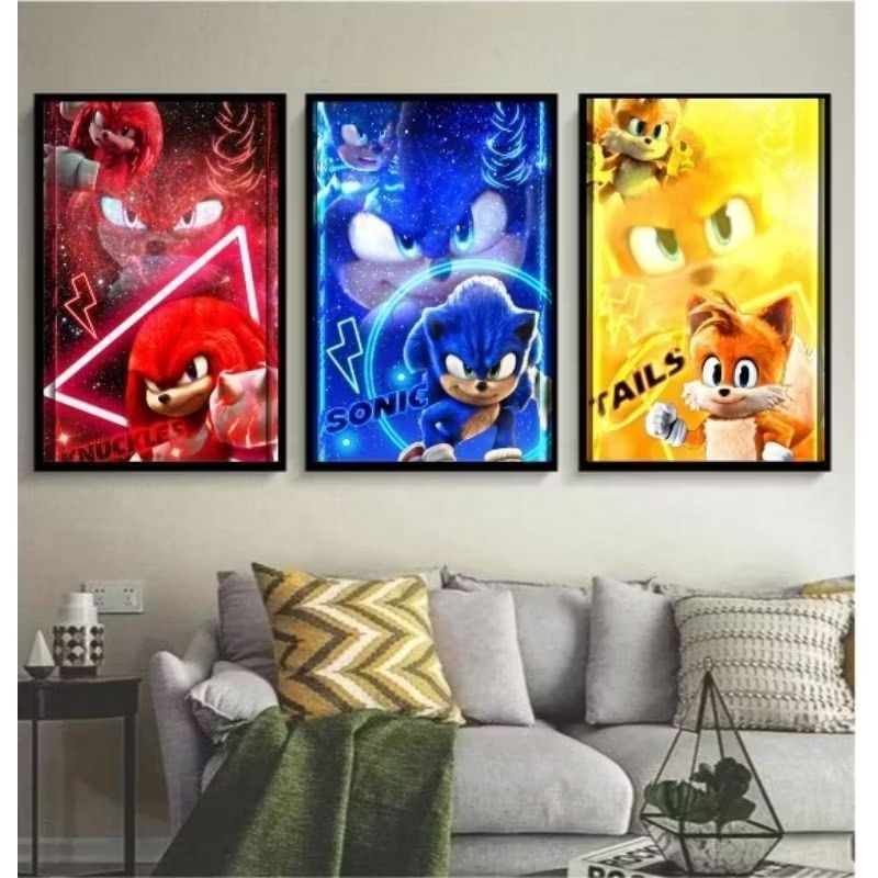 Quadro Decorativo knuckles sonic Classic filme Papel impresso Pintura  arte Decoração sala quarto