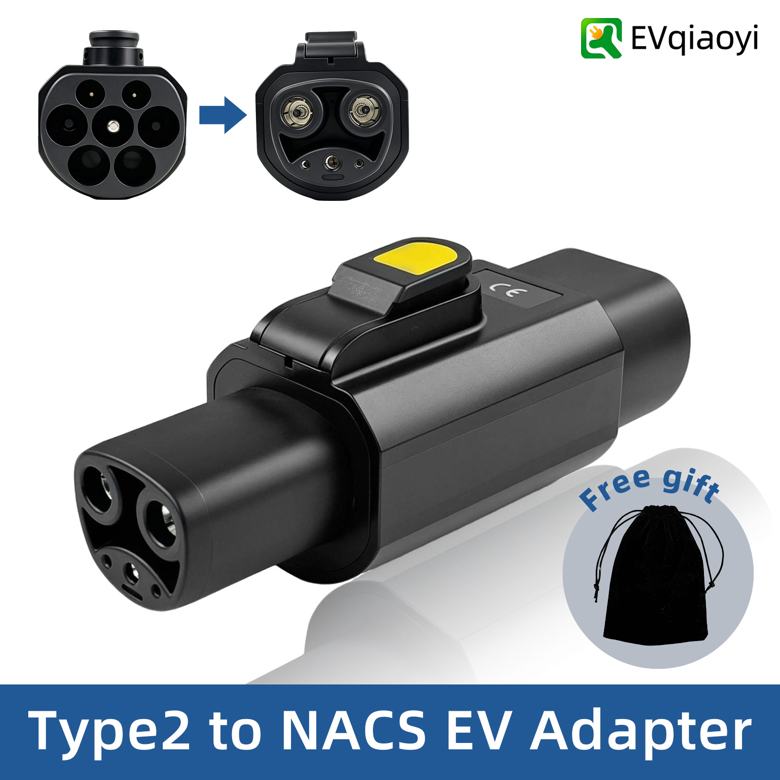 Adaptador Tipo 2 Para NACS EV 32A 7kW Conversor De Carregador Uso Tesla Modelo 3 Ysx