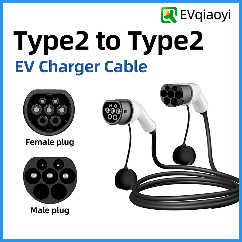 Cabo de Carregamento EV Tipo2 para Tipo2 32A 7KW Fêmea para Macho 3M para estações de carregamento de EVs sedo