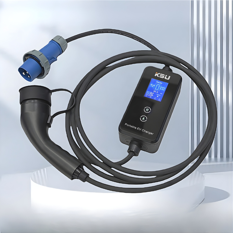Carregador Portátil Carro Elétrico Bivolt Ajustável 16A com Display Digital.