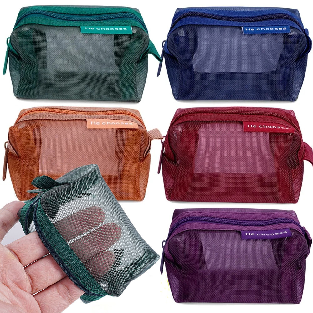 Bolsa Para Armazenamento De Malhas-Artigos De Papelaria-Organizador De Viagem Com Zíperes-Pequenos Carregadores De Dados Fones De Ouvido-Portátil , Quadrado , Mini , Multiuso
