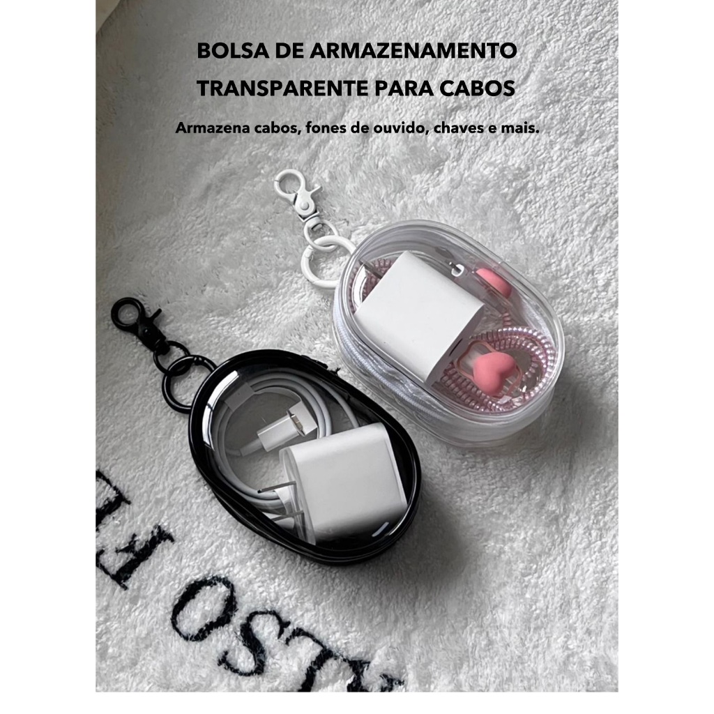 Armazenamento De Carregador De Cabo De Dados Bolsa Organizador Portátil De Fone De Ouvido Externo