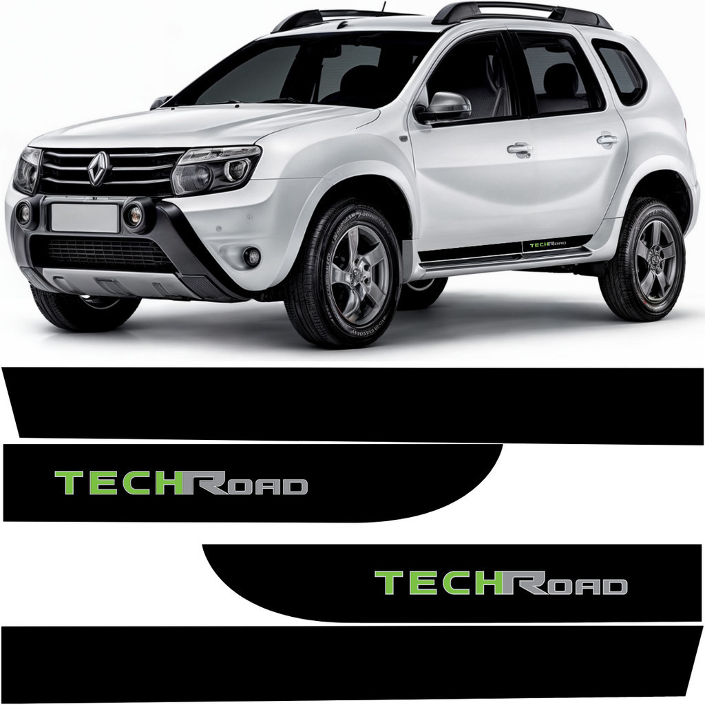 Kit Par Adesivos Faixa Lateral Renault Duster Tech Road 2012 2013 2014 2015 2016