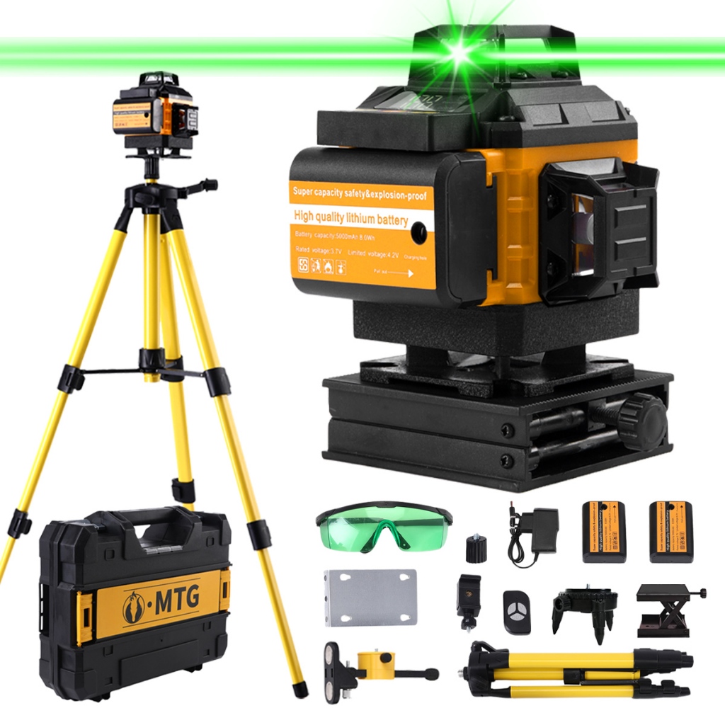 Nível Laser Autonivelante Profissional + Tripé + 2 Baterias – Para Obras e Instalações