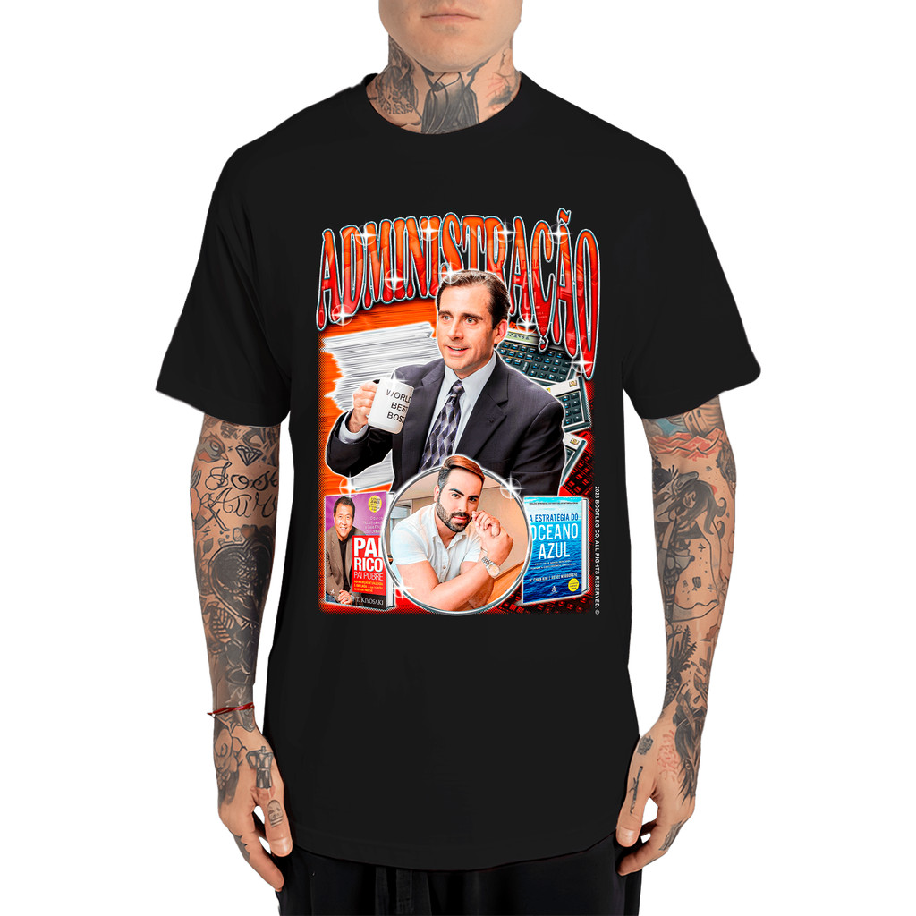 Camiseta Unissex Oversized Plus Size Feminina Masculina Unissex Algodão Meme The Office Mike Curso Faculdade Administraç