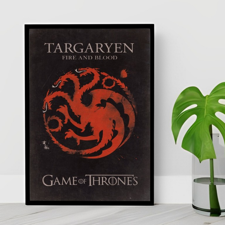 Quadros Decorativos Casa do Dragão Game of Thrones com Moldura 60x40