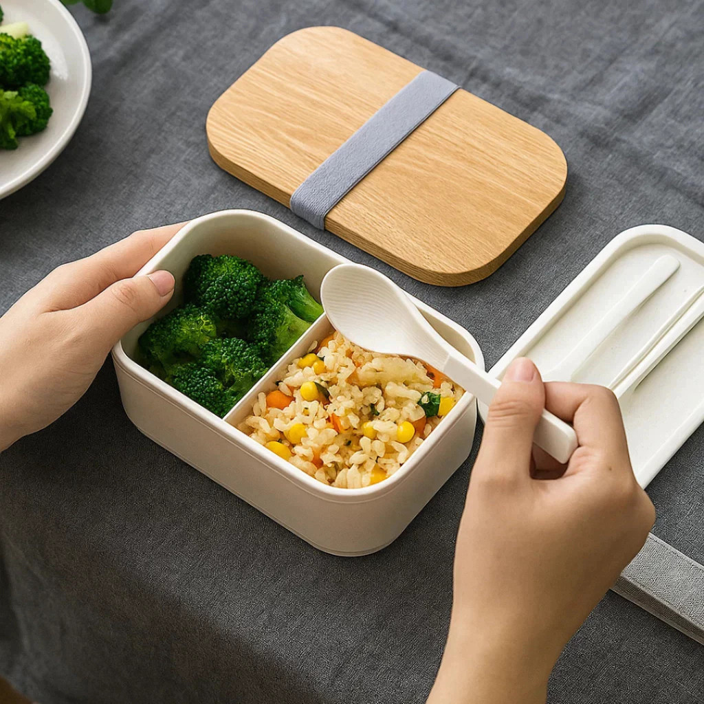 Kit Marmiteira de 900ml com Talheres Comidas Refeição Armazenamento de Alimentos Portátil