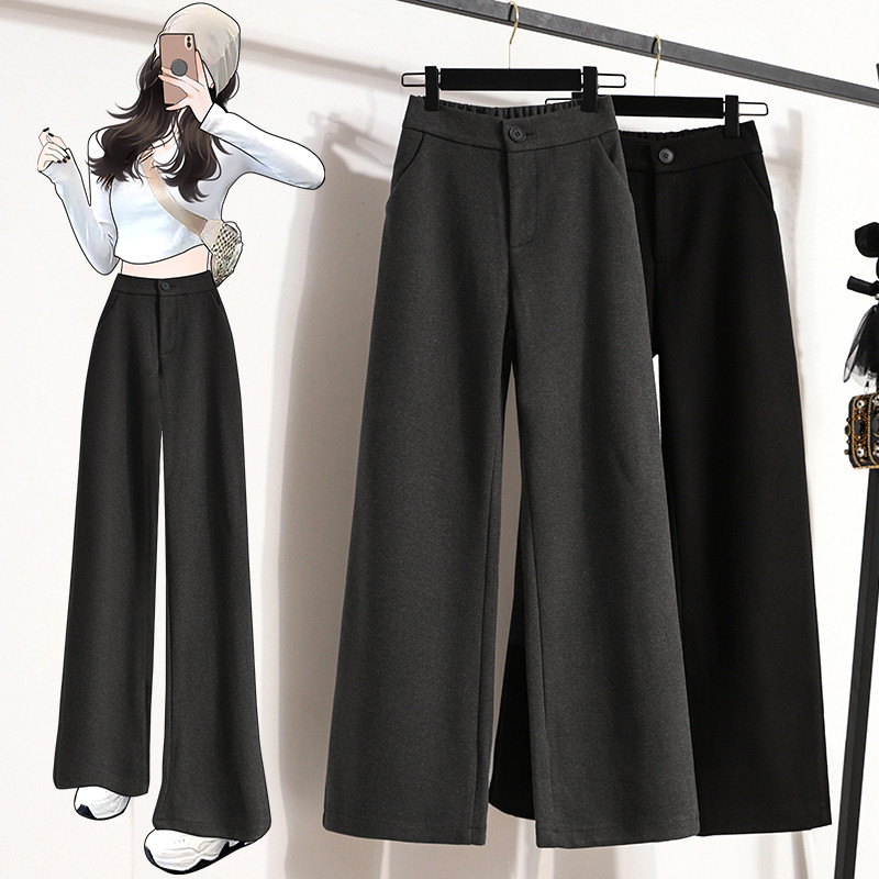 Plus Size roupas femininas 2026 irmã gorda outono inverno novo estilo cintura alta calças espessadas esfregando Casual l