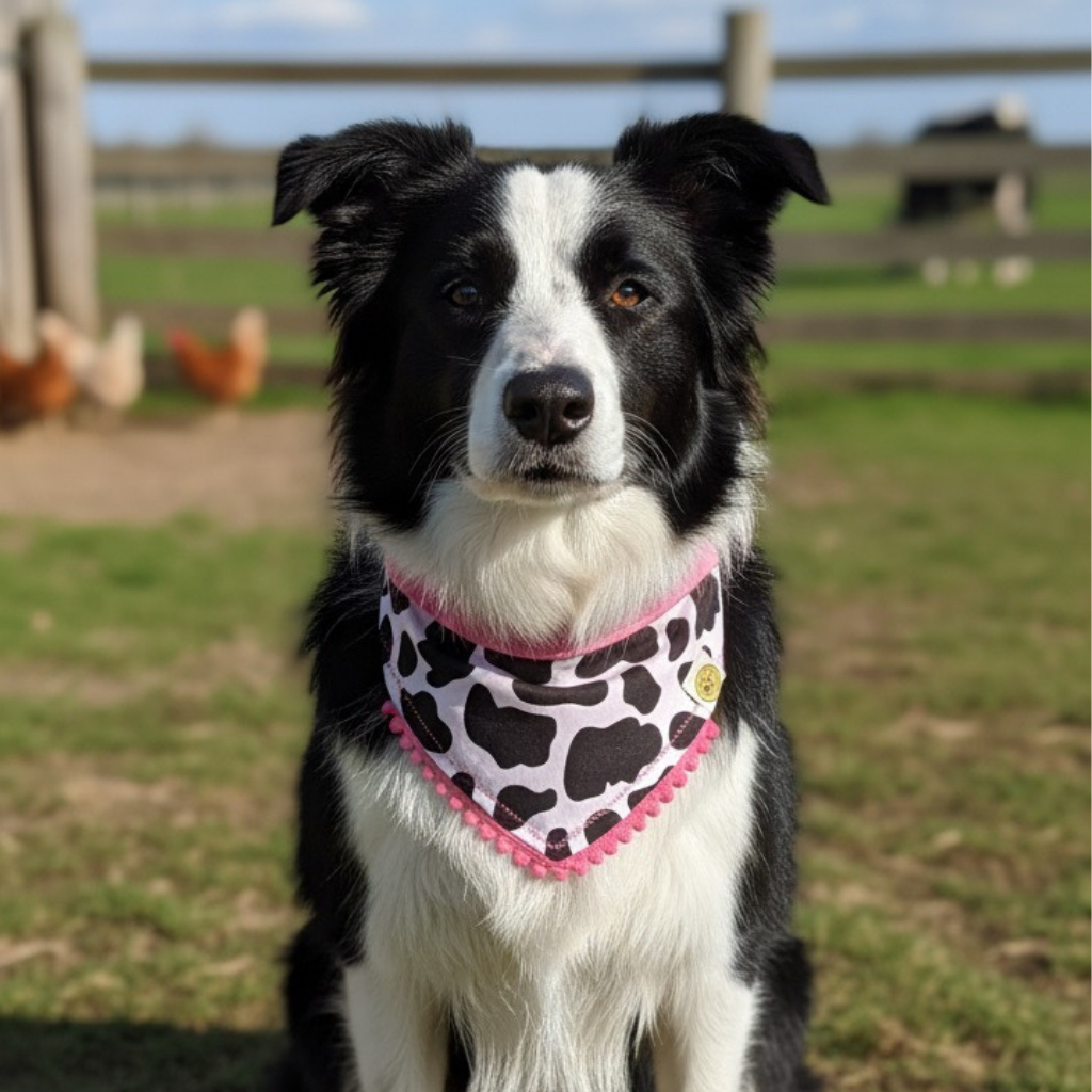 Bandana Pet Lenço cachorro gato  vaquinha animal print dupla face