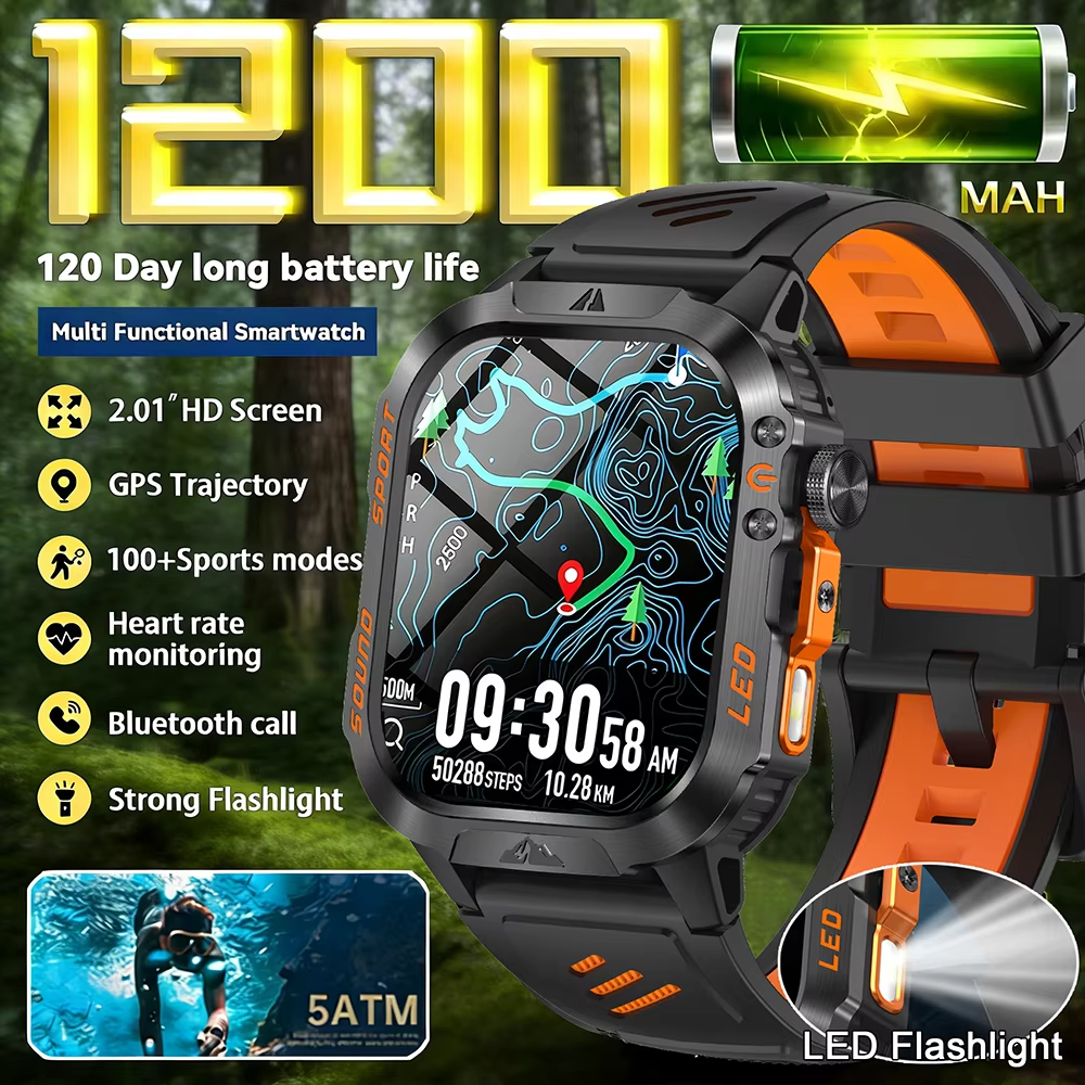 2026 Novo Smartwatch Relógio Inteligente Masculino Bluetooth Chamada 1200mAh Bateria 100 Dias Tempo De Espera Tela 2.01