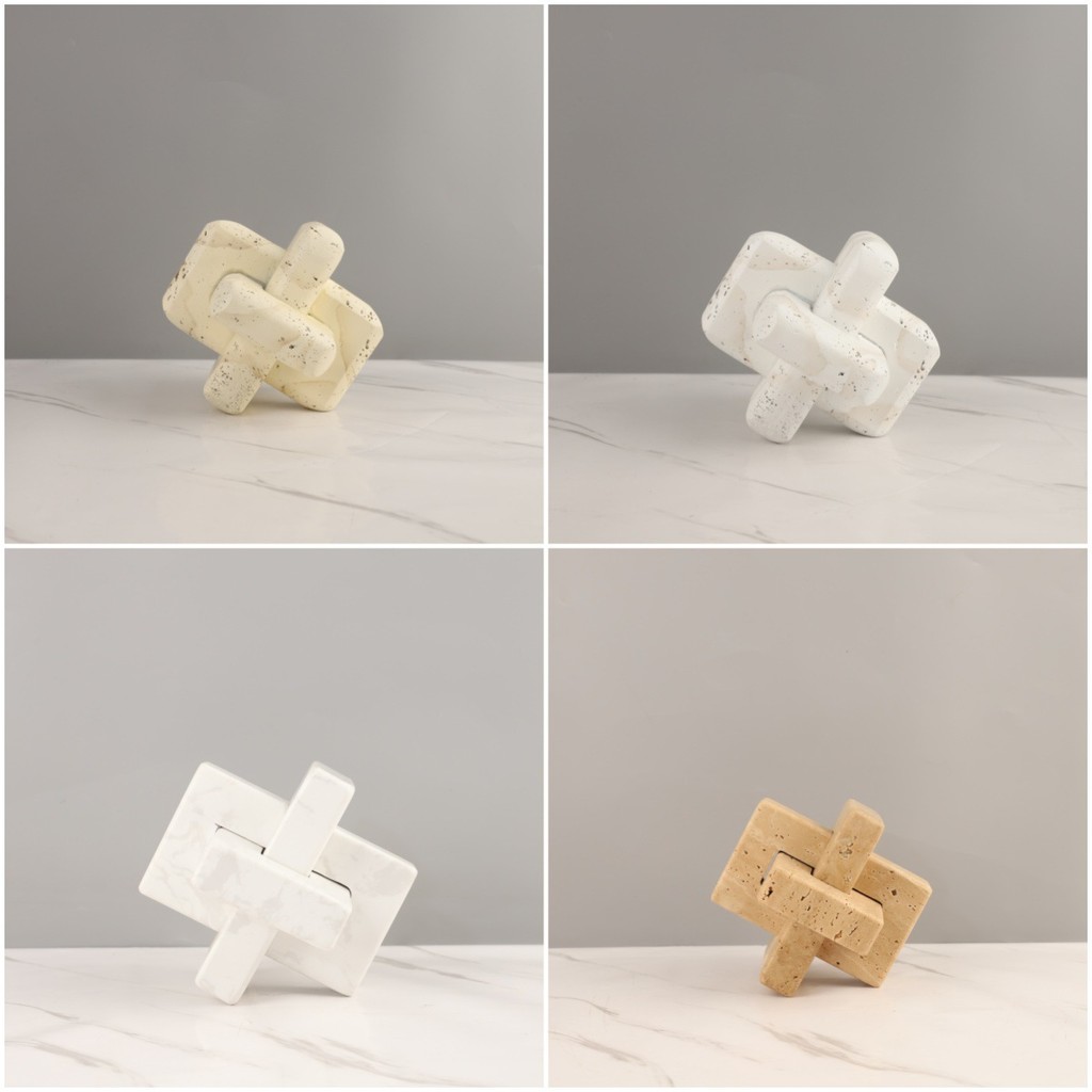 Z6JL European-style light luxury wabi-sabi geometric resin ornaments with rings for model homes, sales offices, and livi