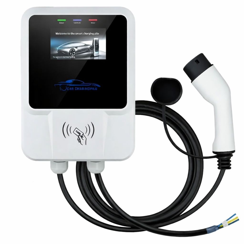 Carregador De Carro Elétrico 21kw 32A Com Led LCD+APP+RFID
