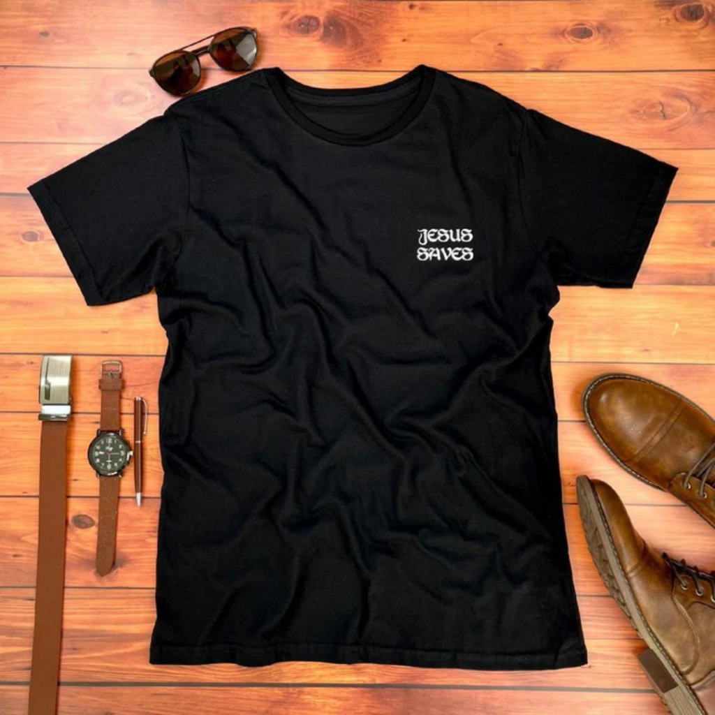 Camiseta Masculina Jesus Saves Cristã Algodão | Streetwear Premium