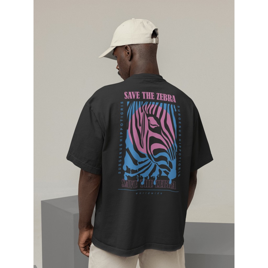 Camiseta Oversized Gola Alta Streetwear Masculino e Feminino 100% Algodão  Preto e Off Whte Estampado - SAVE THE ZEBRA