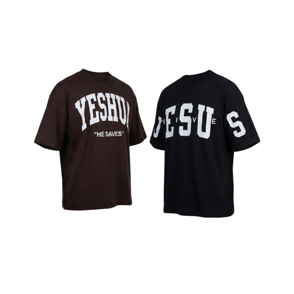 Kit 2 Camisetas Oversized Suedine 240g Moda Cristã Jesus Vive + He Saves