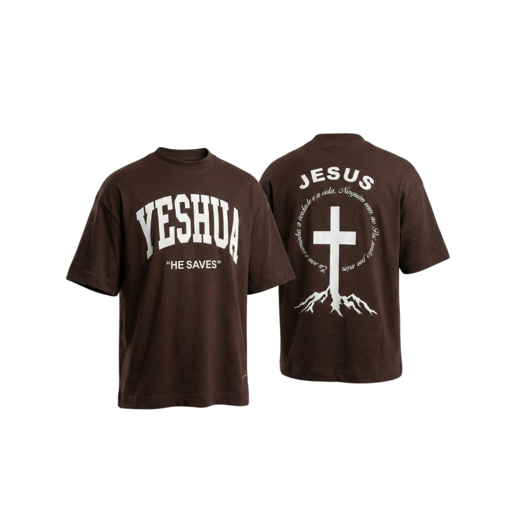 Kit 2 Camisetas Oversized Suedine 240g Moda Cristã Jesus + He Saves