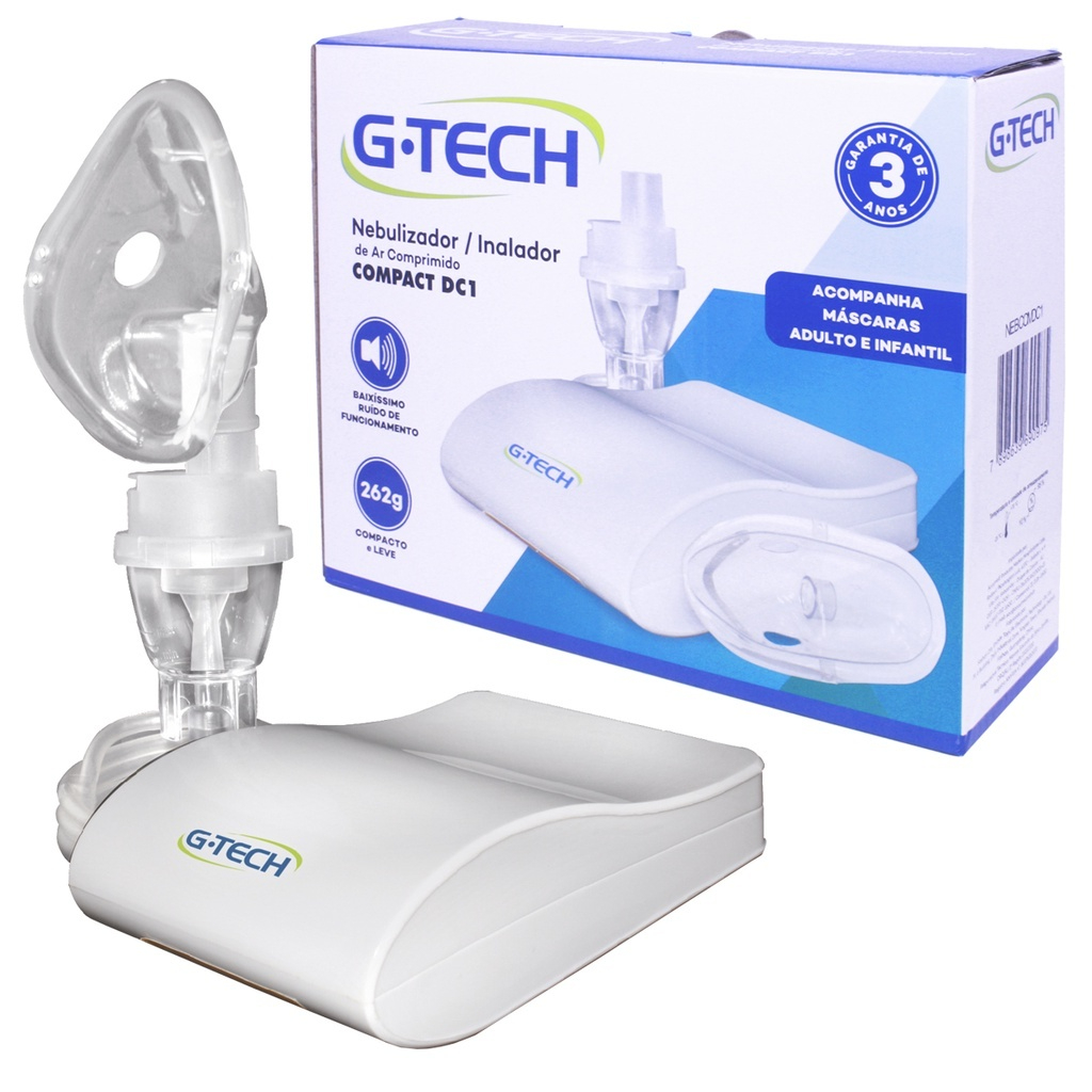 Inalador nebulizador Compact Portátil ar Comprimido bivolt Gtech adulto e infantil Silencioso