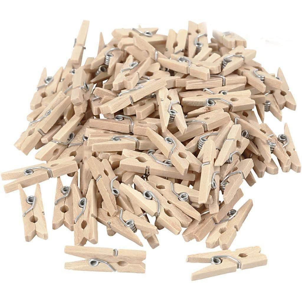 100 Mini pregador / Mini prendedor 2,5cm Madeira Natural GV Office