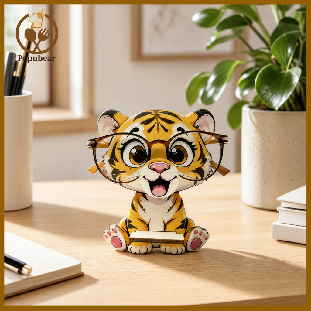 Non-falling Glasses Holder Cute Wooden Sunglasses Cartoon Duck Dog Cow Eyeglass Display Stand for Home Office Desk Decor