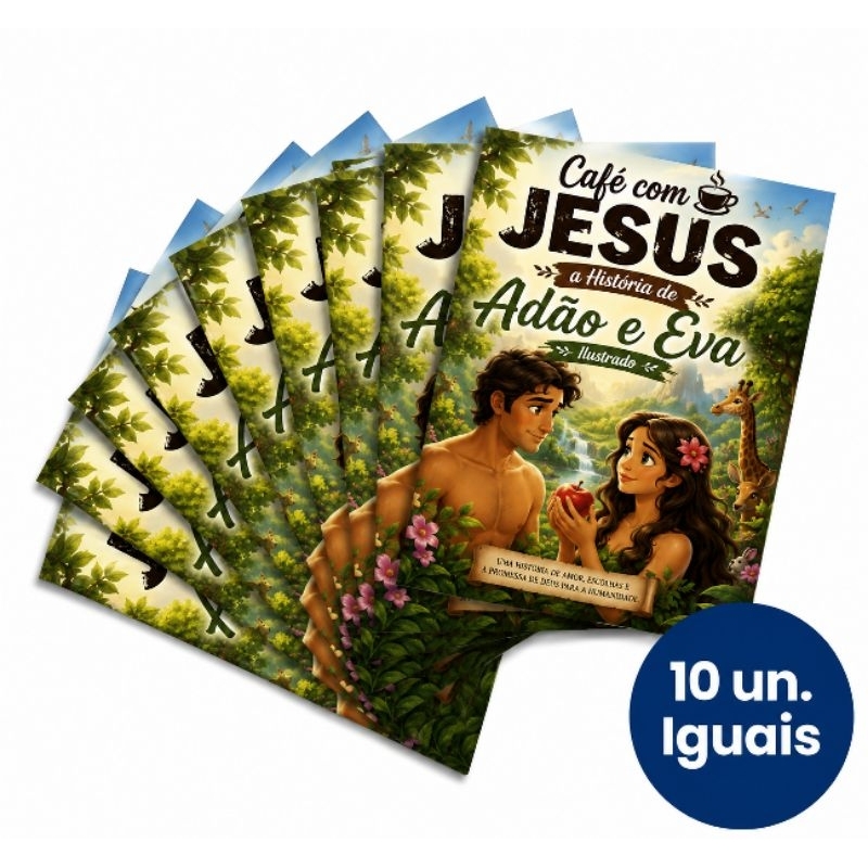 10 Livretos História da Bíblia Adão e Eva Café com Jesus