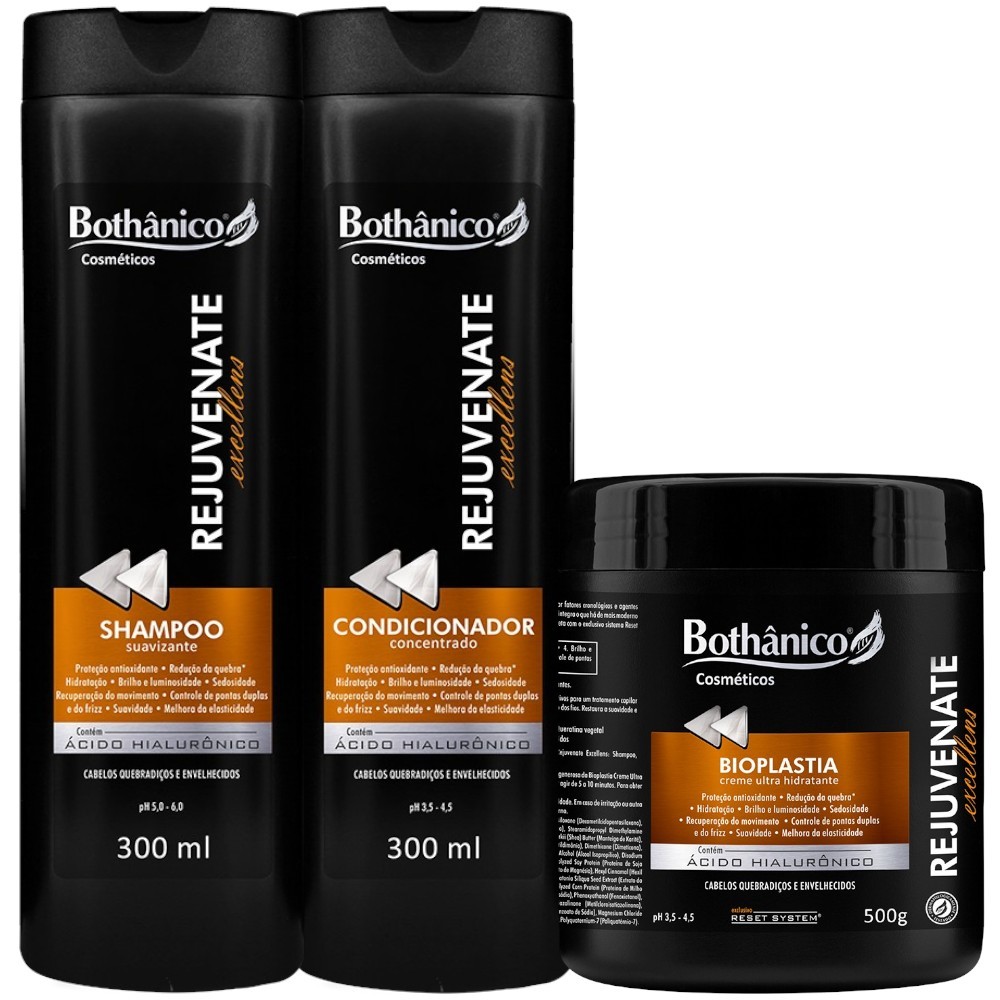 Kit Rejuvenate Excellens Shampoo + Condicionador 300ml + Máscara 500g Bothanico