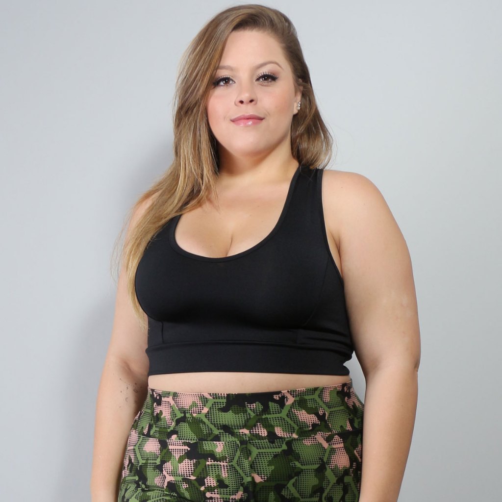 Cropped Plus Size Sem Bojo Estilo Nadador Com Alta Sustentação Academia Esportes Envio Imediato