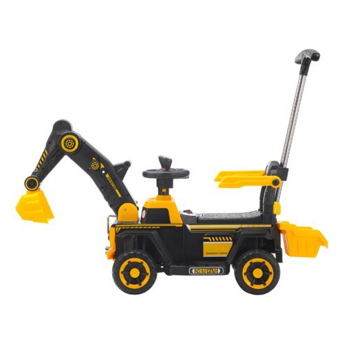 Mini Retroescavadeira Eletrica Infantil 6v Brinquedo Controle Manual Bolso Amarelo