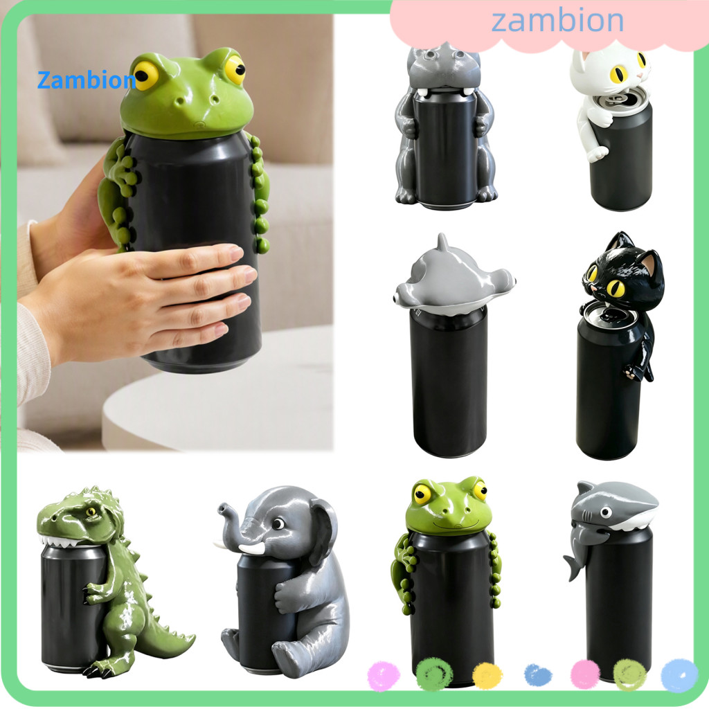 Eco Friendly Seal Lid Cover Reusable Animal Lids for 375ml Cans – 3d Printed Frog Dinosaur Shark Drink Covers Dustproo