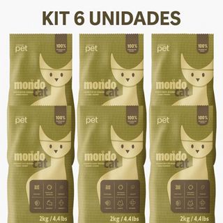 Areia Higiênica Mandiocat 2kg Kit com 6 unidades – Natural de Mandioca, Elimina Odores, Tora Torrões, Eco-Friendly