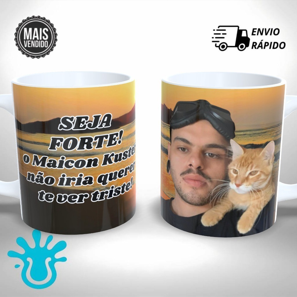 Caneca Personalizada  Meme Maicon Kuster Youtuber Streamer Seja Forte Presente Único e Criativo