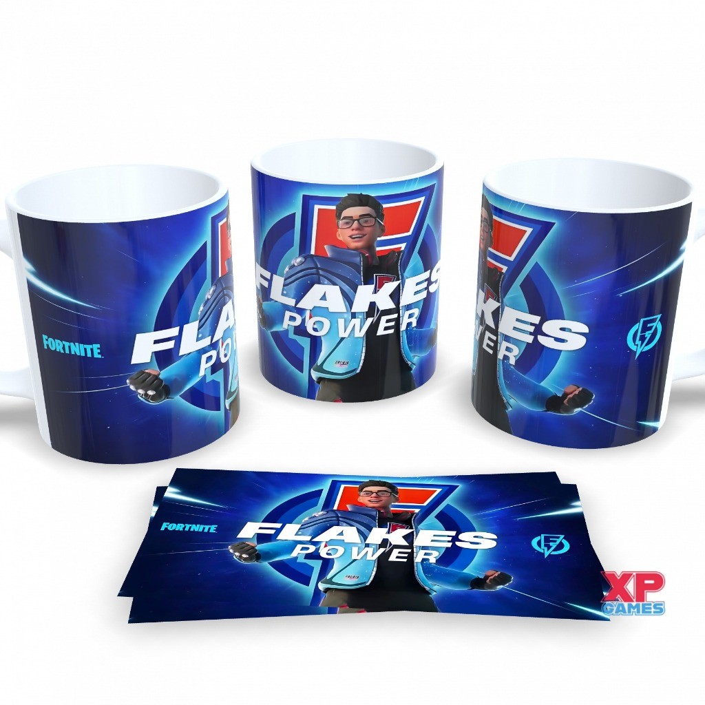 Caneca Personalizada Youtuber Flakes Power Fortnite Gamer Streamer